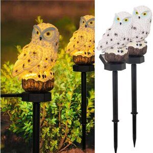 Dazzle Bright Owl Figure Solar LED Lights, Resin Garden Waterproof Decorations
